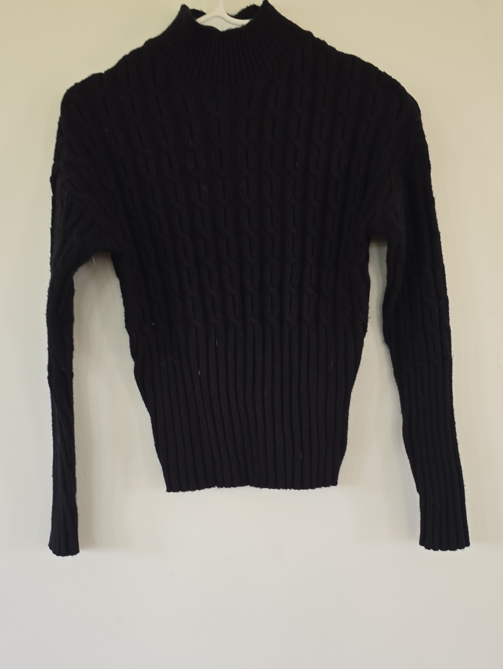 Jason Wu Black Cable-Knit Turtleneck Sweater